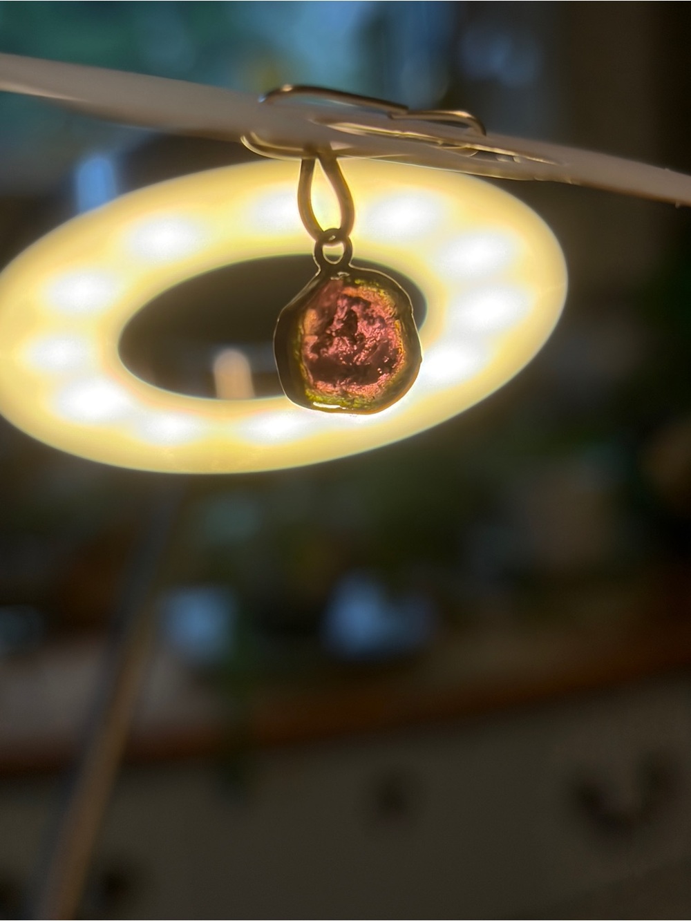 Sterling silver Pendant with Pink Tourmaline Slice